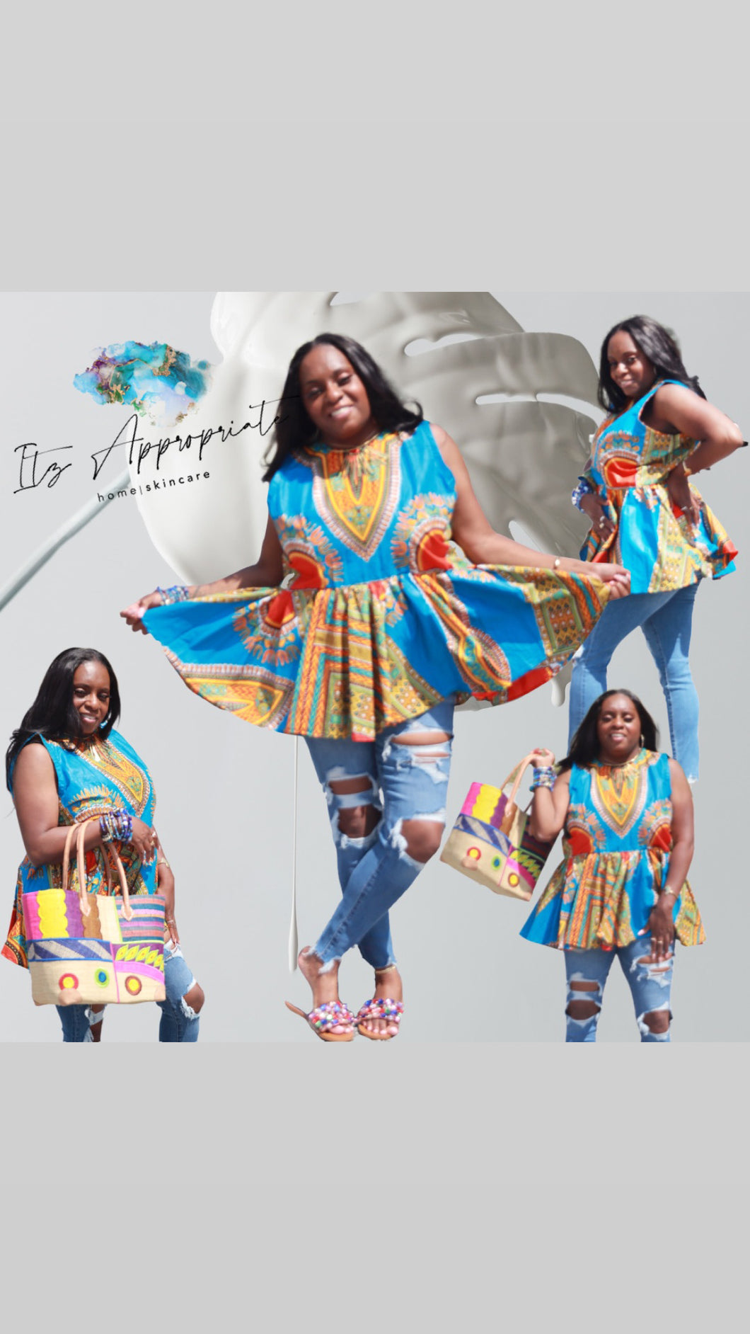 Ghanaian Turquoise Vibe Top